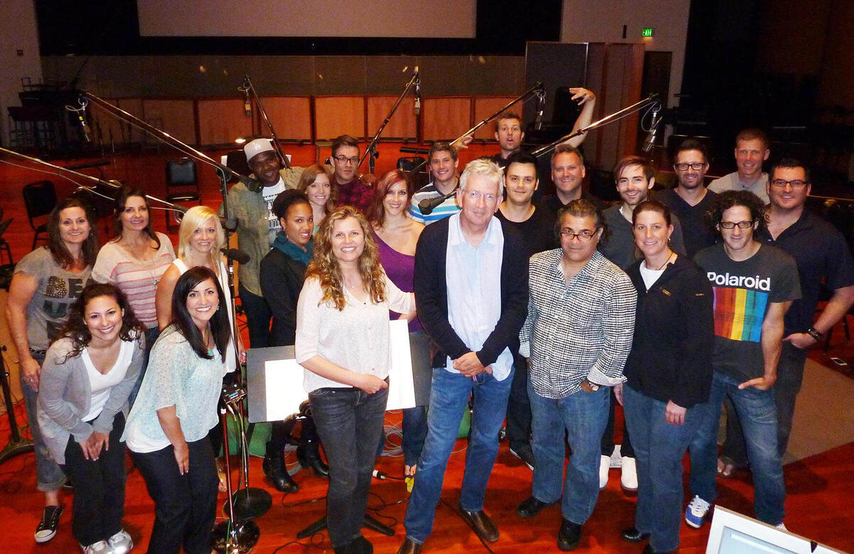 Charles McDOnald in a group photo after a recording session at Warner Brothers for Behind The Candelabra.